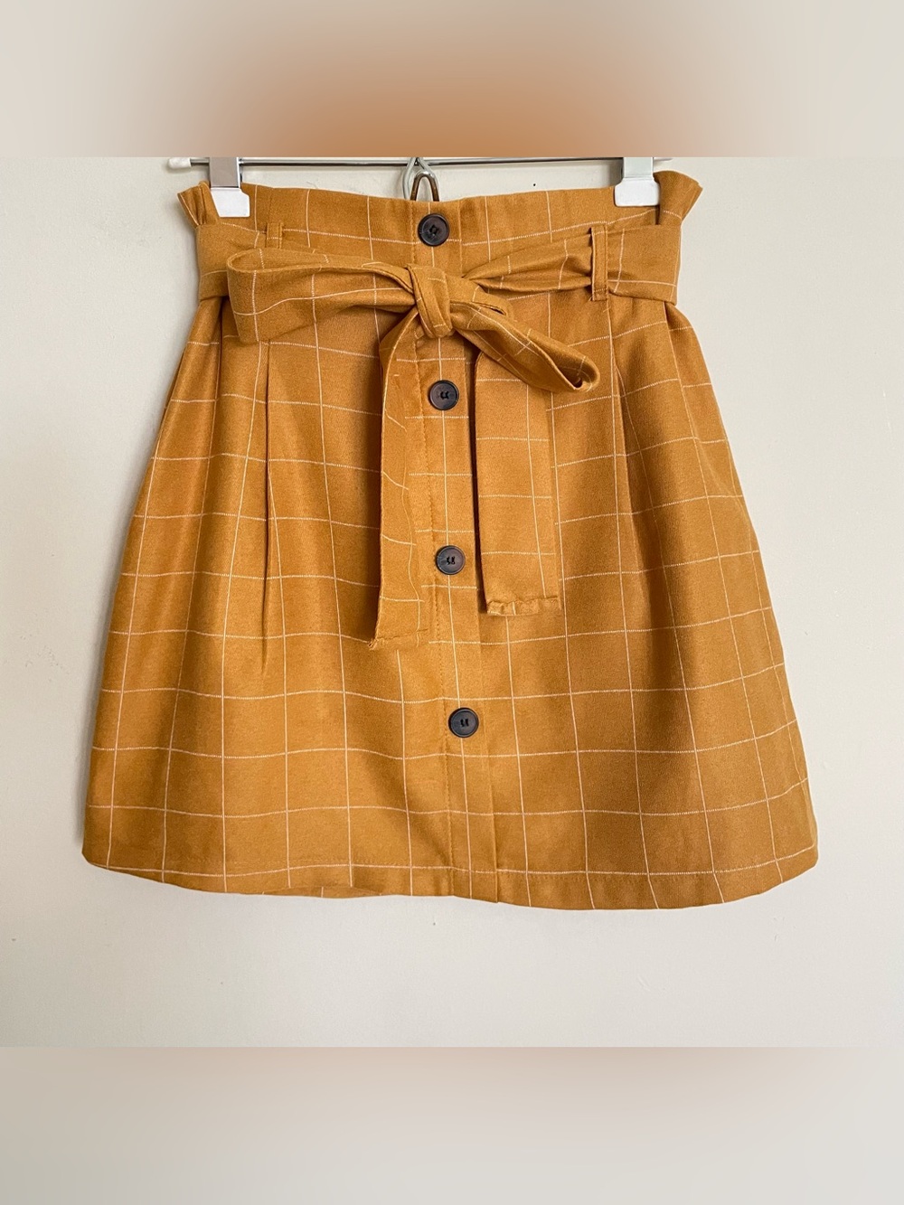 Potter’s Pot Plaid Belted Mustard Yellow Skirt